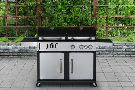 Mustang gas-houtskool combi BBQ 3+1