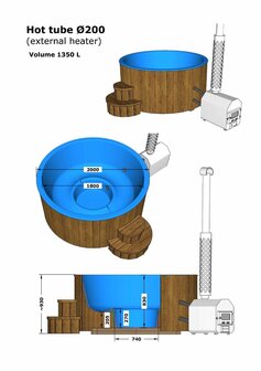 Interflex Fiberglas Hottub met Externe Kachel