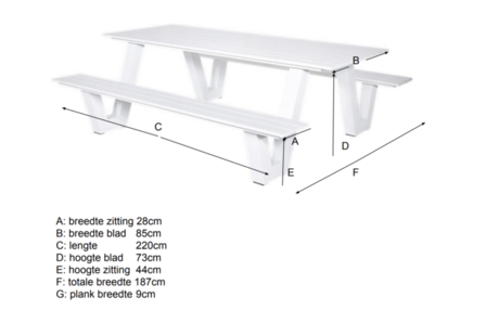 Outdoor Living Picknicktafel&nbsp;Breeze Aluminium wit