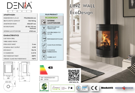 Denia Stoves Linz Wall Ecodesign Houtkachel