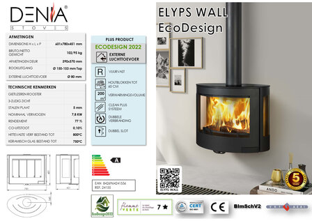 Denia Stoves Elyps Wall Ecodesign Houtkachel