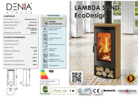 Denia Stoves Lambda Sand Ecodesign Houtkachel