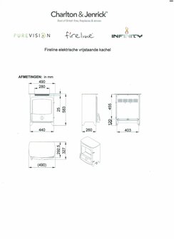 Charlton &amp; Jenrick Fireline FX Elektrische Kachel getoogde deur