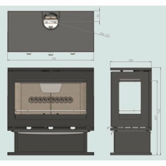 Charlton &amp; Jenrick Purevision LPV8 houtkachel op voetstuk