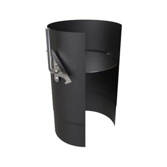 Kachelbuis 25 cm met smoorklep &Oslash; 125 mm EW RVS zwart