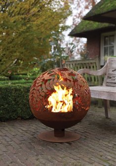 Fancy Flames Vuurbal Laser Cut Bloemen Roest 