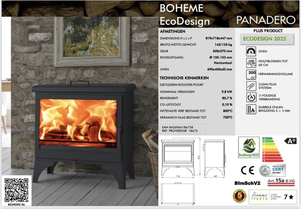 Panadero Boheme Ecodesign Houtkachel