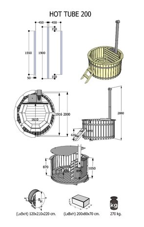 Interflex Vurenhout Hottub met Interne Kachel