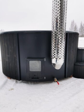 Interflex Fiberglas Hottub de Luxe met Interne Kachel BLACK EDITION