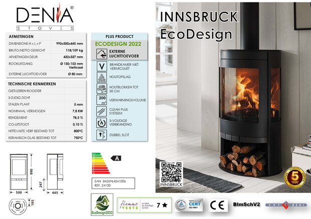 Denia Stoves Innsbruck Ecodesign Houtkachel