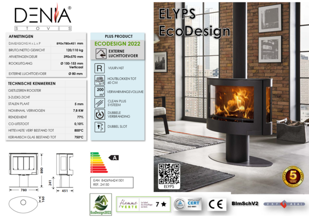 Denia Stoves Elyps Ecodesign Houtkachel