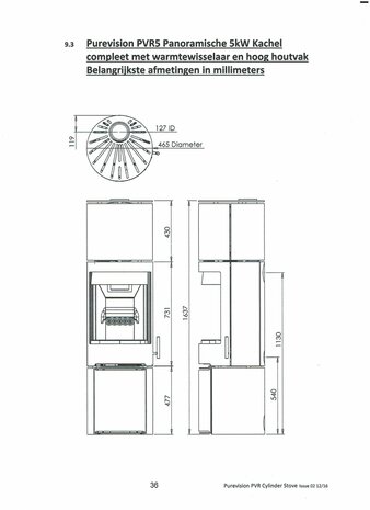 Charlton & Jenrick Purevision vrijstaand rond model hoog open houtvak