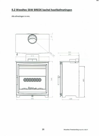 Charlton & Jenrick Fireline Woodtec 5 KW-W breed 514 mm