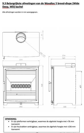 Charlton & Jenrick Fireline Woodtec 5 KW-W breed 514 mm Deep Max