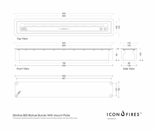 Icon Fires Slimline brander 800mm